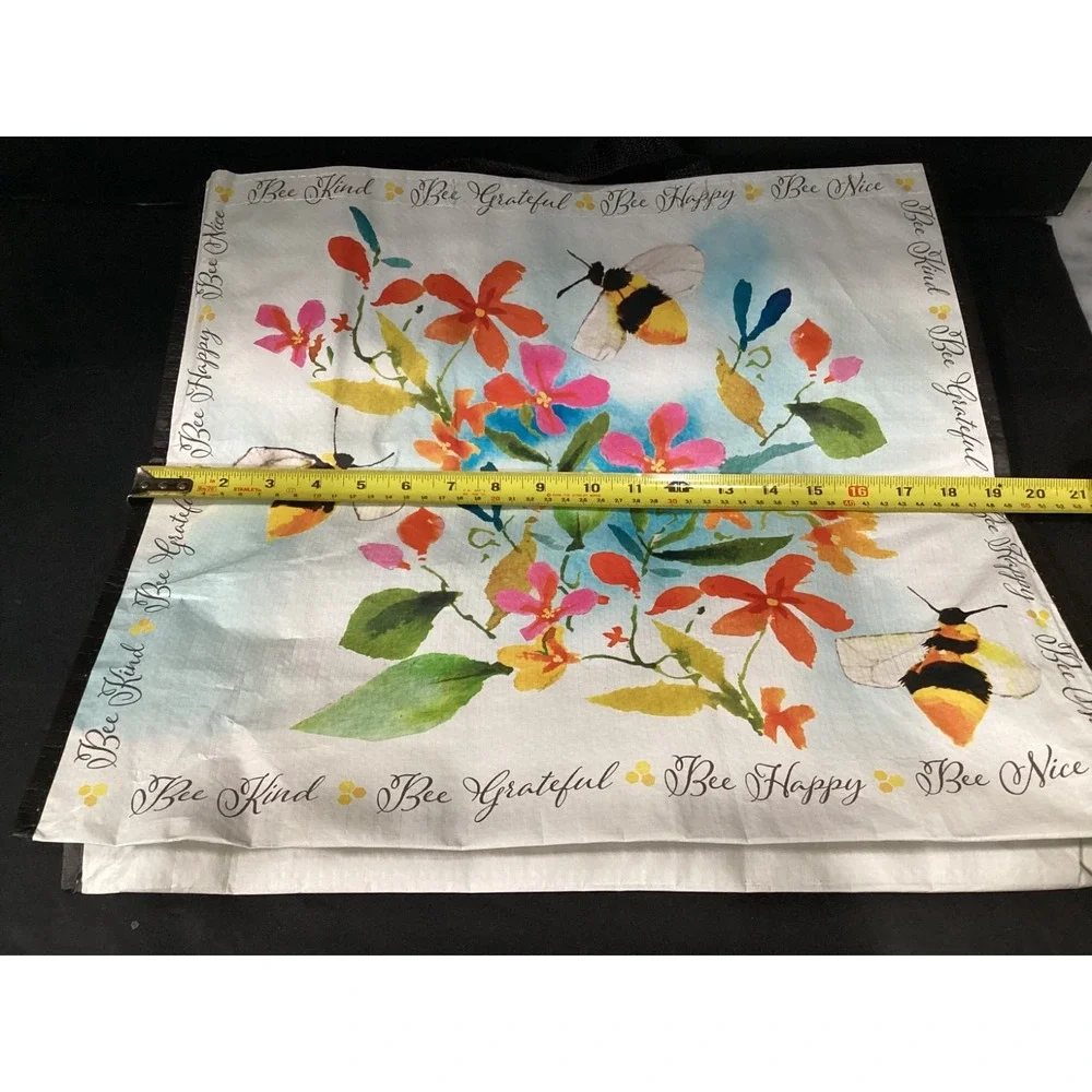Home Goods Reusable Shopping Tote‎ Bag Bundle, Lemon Floral Bee Kind Pink White